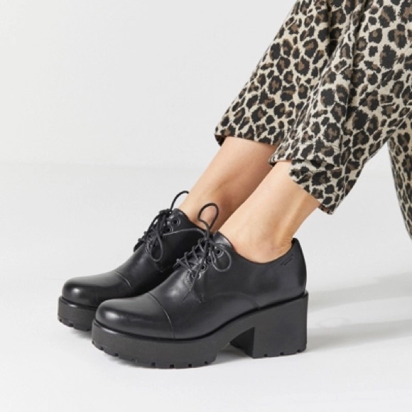 Vagabond Dioon Black Chunky Heel Oxford Shoes - Picture 4 of 10